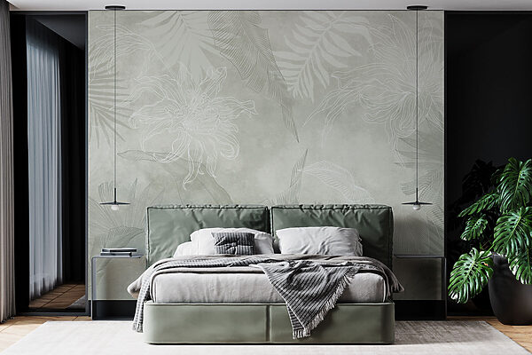 Motif floral blanc et gris Motif floral blanc et gris