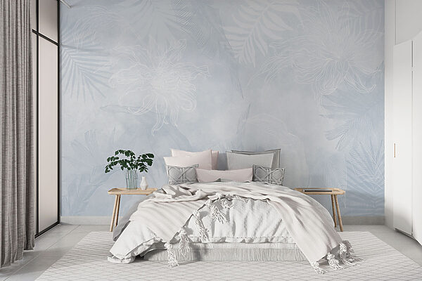 Motif floral blanc et bleu Motif floral blanc et bleu