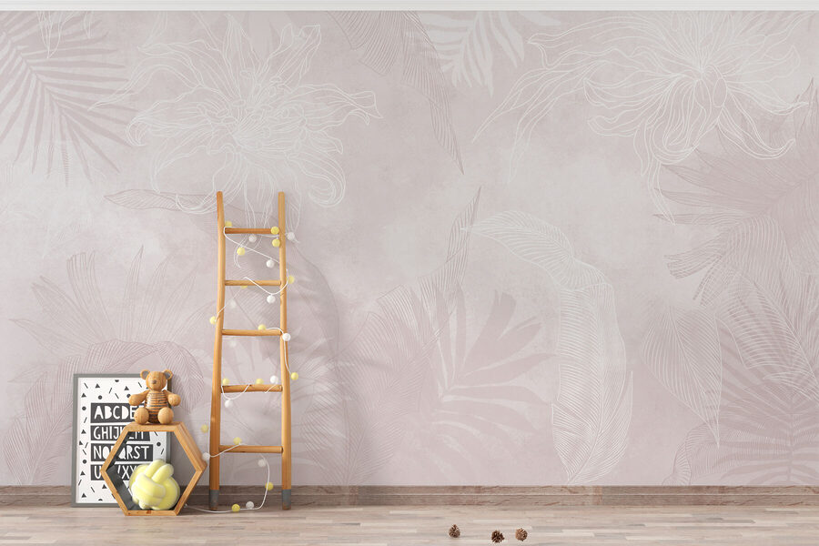 Motif floral blanc et rose