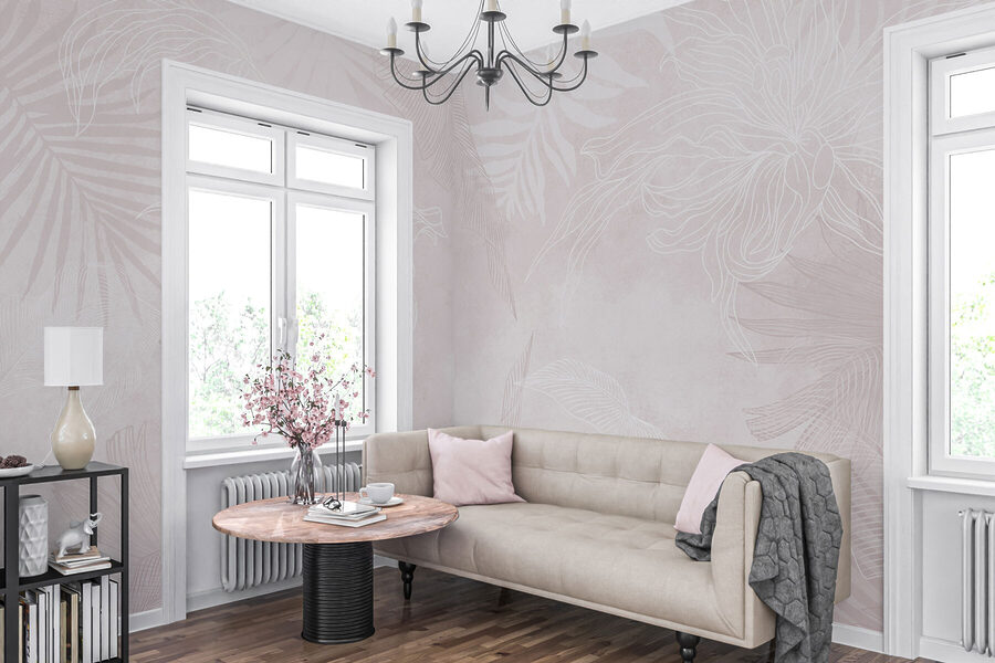 Motif floral blanc et rose