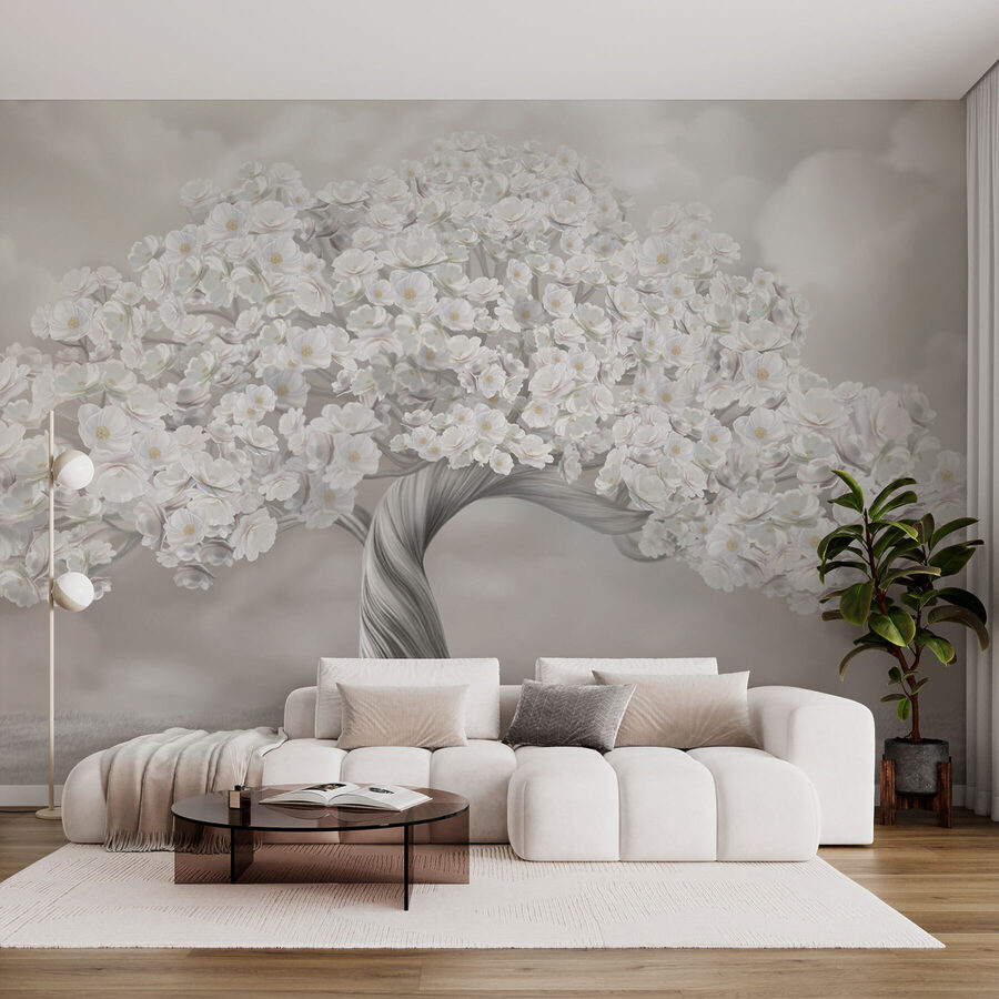 Arbre à fleurs blanches