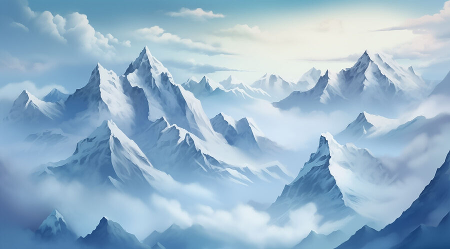 Chaîne de montagnes avec nuages Chaîne de montagnes avec nuages