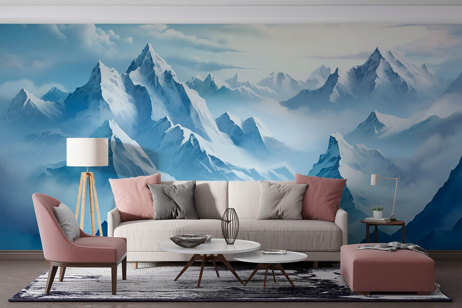 Chaîne de montagnes avec nuages Chaîne de montagnes avec nuages