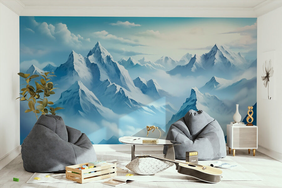 Chaîne de montagnes avec nuages Chaîne de montagnes avec nuages