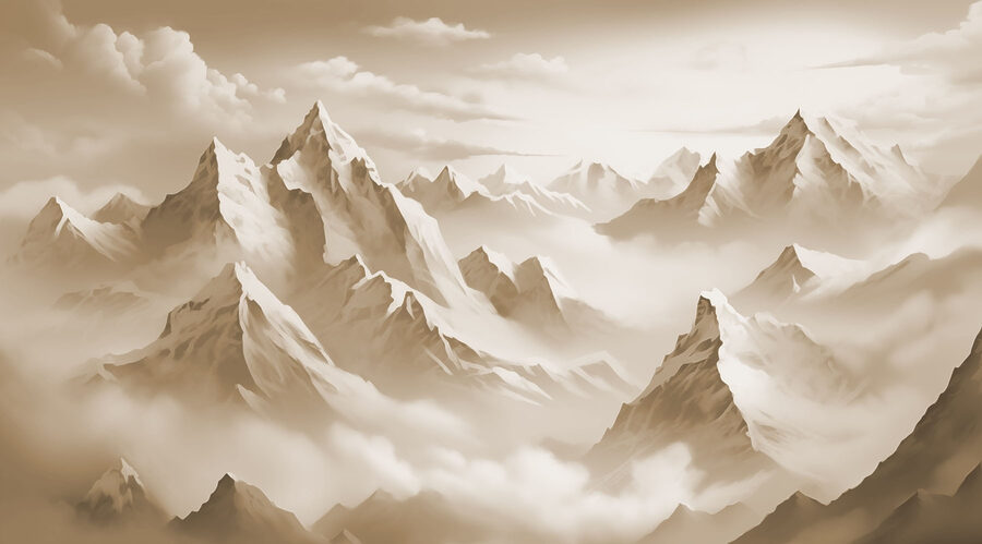 Chaîne de montagnes avec nuages