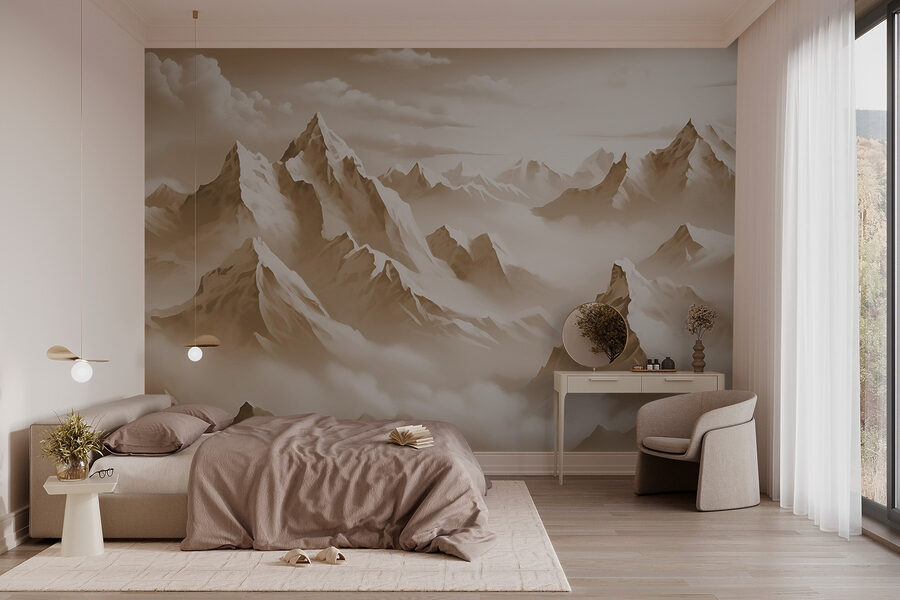 Chaîne de montagnes avec nuages