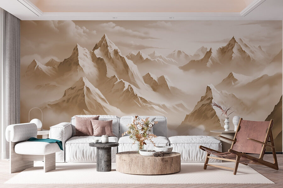 Chaîne de montagnes avec nuages