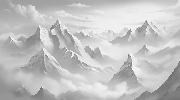 Chaîne de montagnes avec nuages Chaîne de montagnes avec nuages
