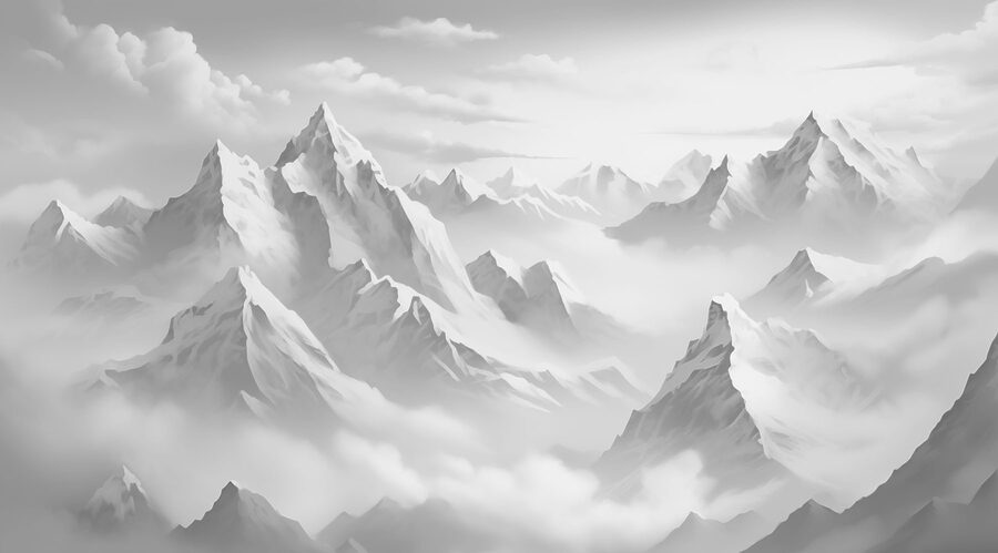 Chaîne de montagnes avec nuages