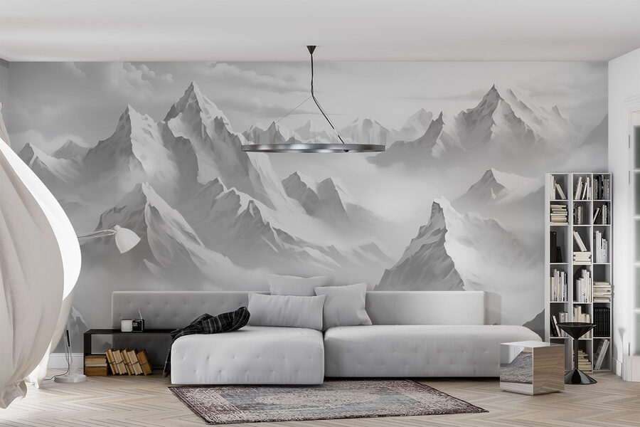 Chaîne de montagnes avec nuages