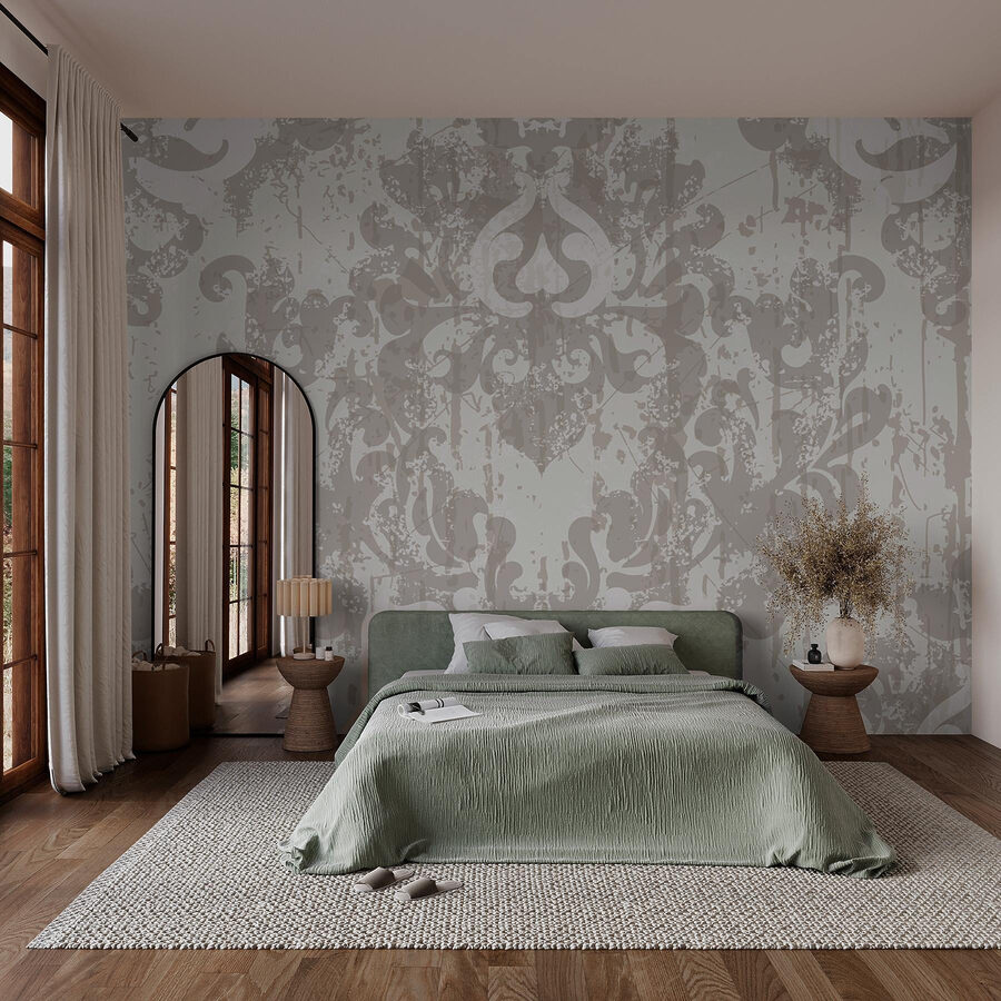 Papier peint blanc et gris