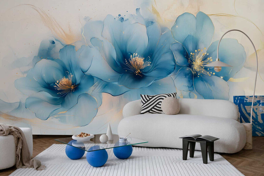 Fleurs bleues délicates aux teintes douces