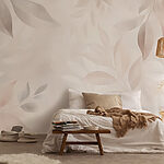 Papier peint Feuilles délicates dans des tons doux