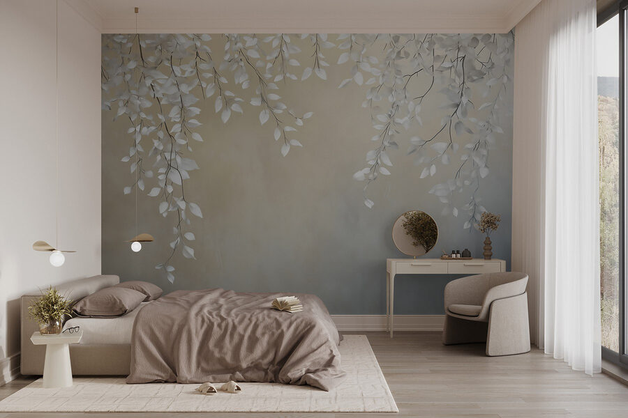 Feuilles blanches sur une branche