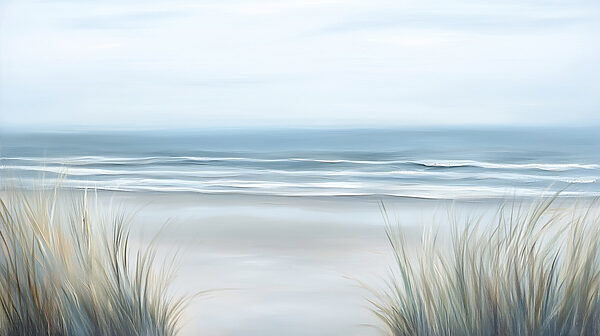 Plage avec herbe et vagues Plage avec herbe et vagues