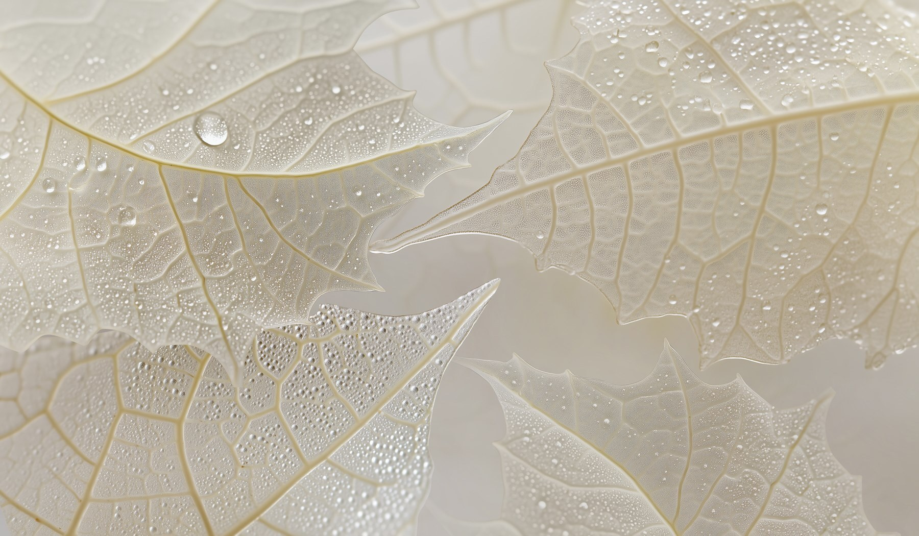 Delicate leaves with morning dew Delicate leaves with morning dew