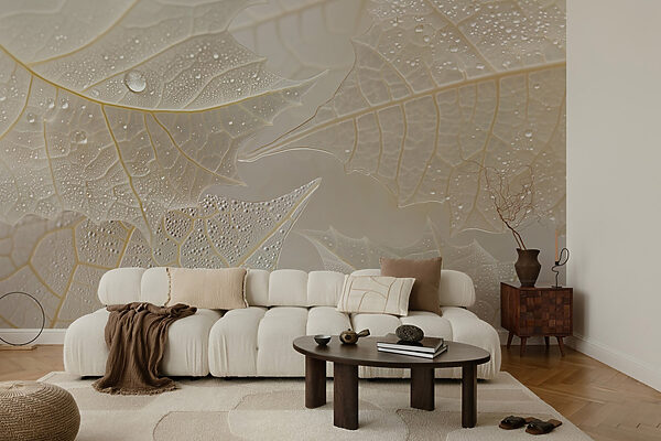 Delicate leaves with morning dew Delicate leaves with morning dew