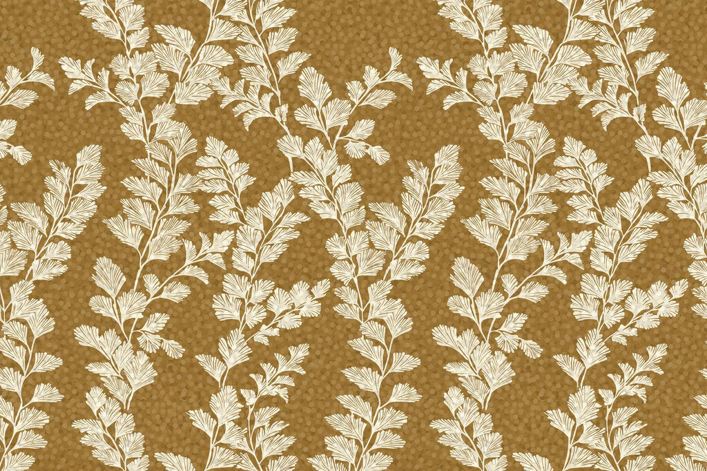 Motif de feuilles blanches sur fond brun Motif de feuilles blanches sur fond brun
