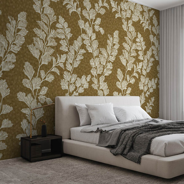 Motif de feuilles blanches sur fond brun Motif de feuilles blanches sur fond brun