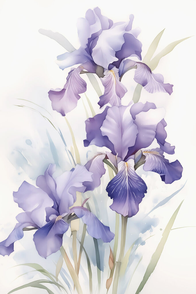 Iris in soft pastel hues