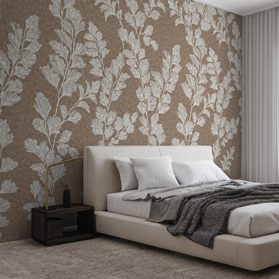 Motif de feuilles blanches