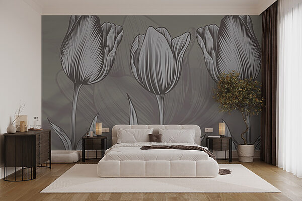Ligne de fleurs avec feuilles Ligne de fleurs avec feuilles