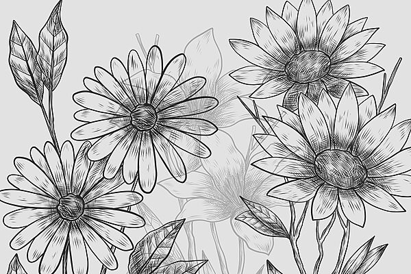 Groupe de fleurs avec feuilles Groupe de fleurs avec feuilles