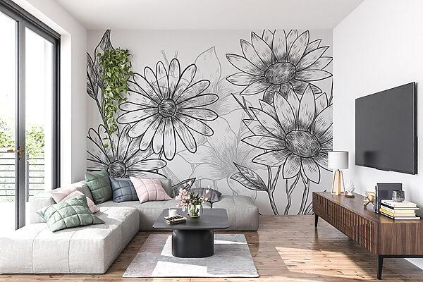 Groupe de fleurs avec feuilles Groupe de fleurs avec feuilles