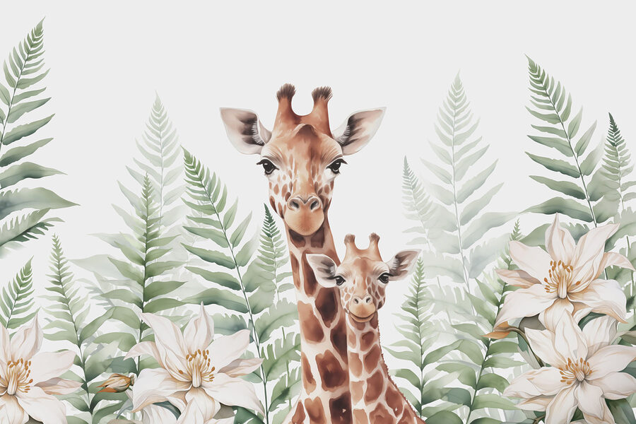 Girafes et fleurs