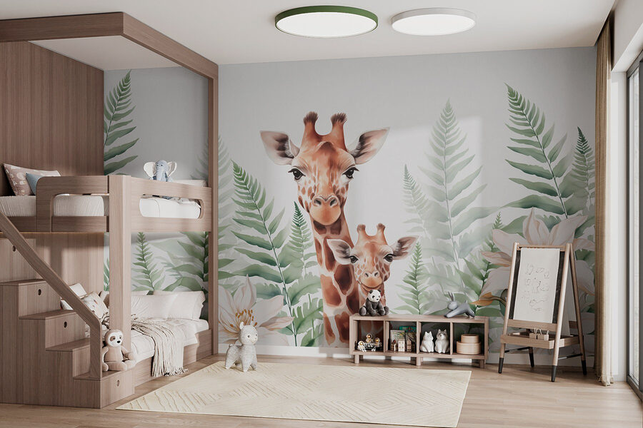 Girafes et fleurs