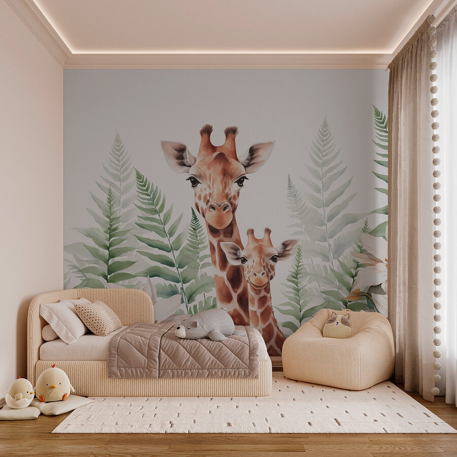 Girafes et fleurs