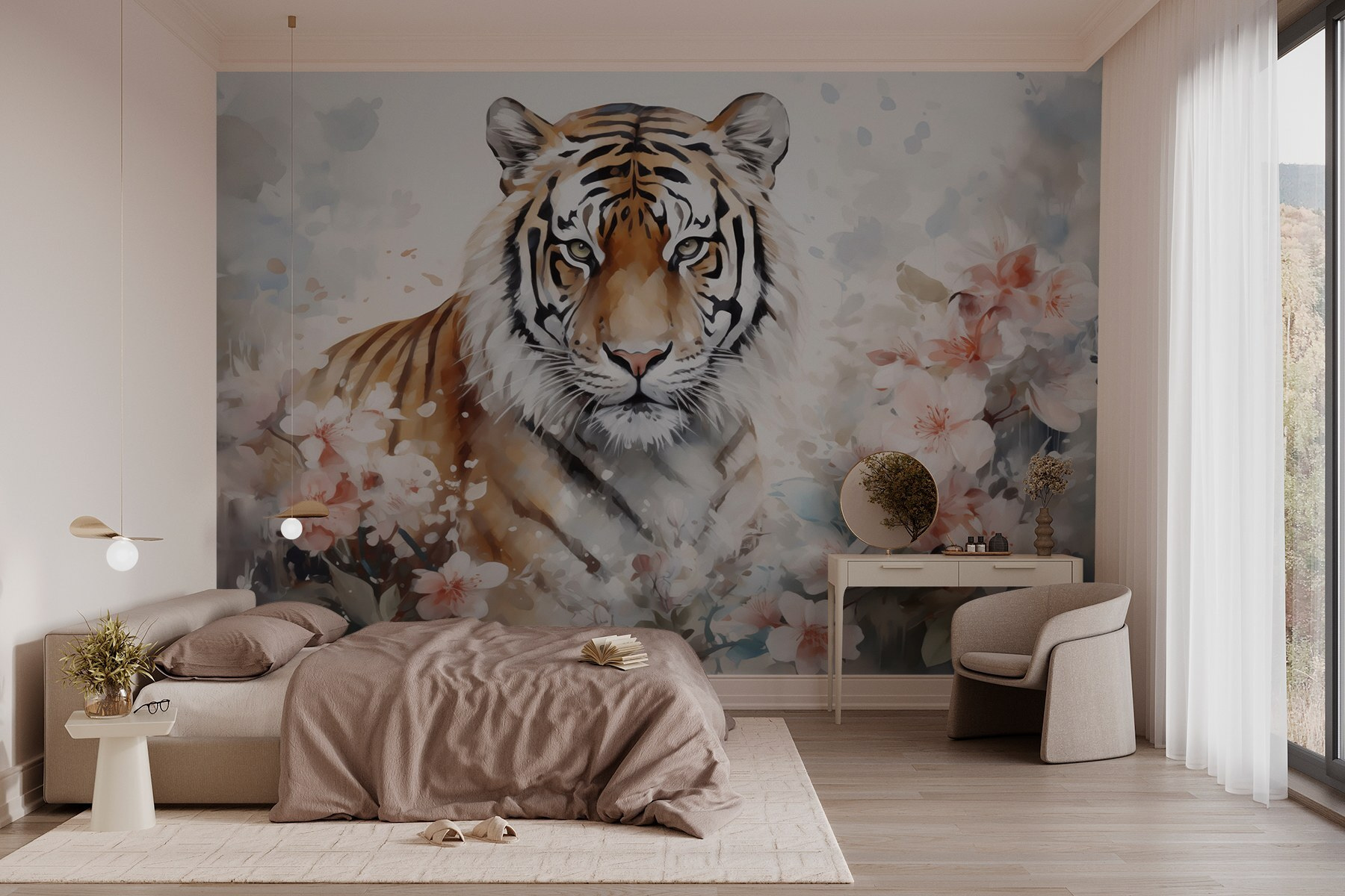 Tiger in a flowery garden Tiger in a flowery garden