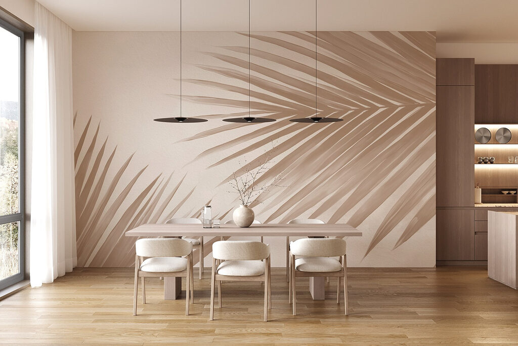 Elegant palm leaves on a soft background