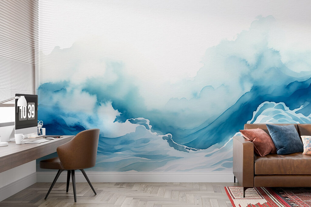 Watercolor of a mountain with clouds Watercolor of a mountain with clouds