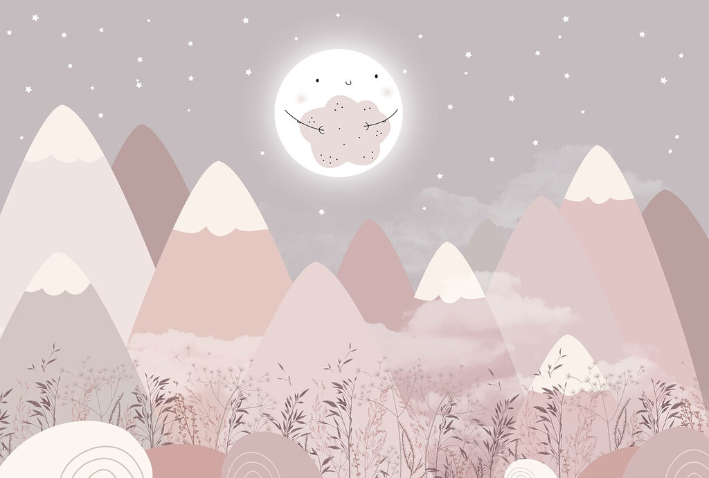 Paysage de montagnes et de lune Paysage de montagnes et de lune