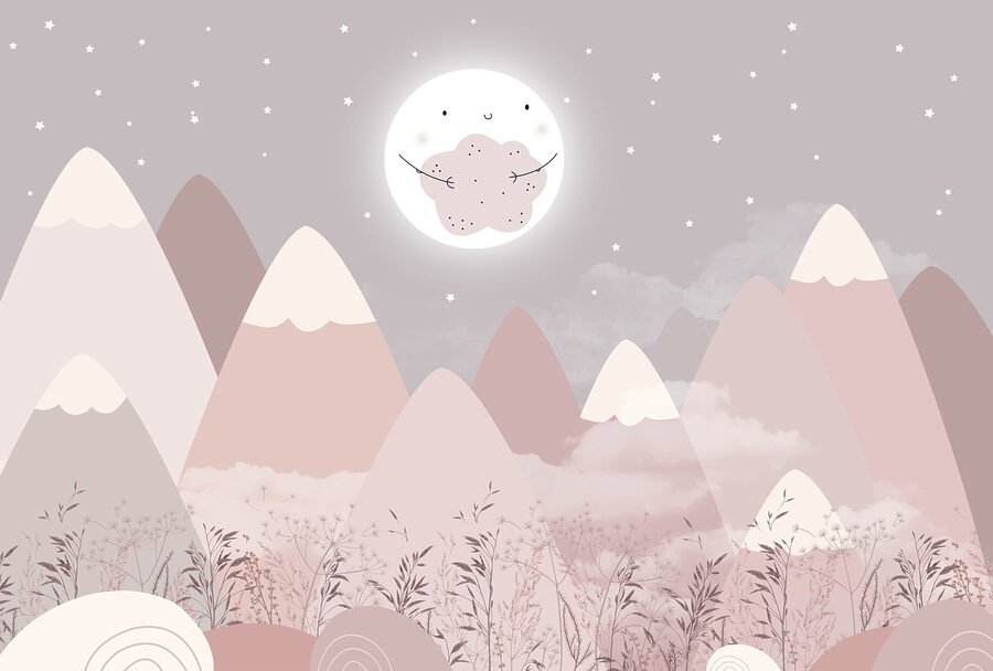 Paysage de montagnes et de lune