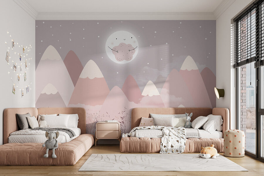 Paysage de montagnes et de lune