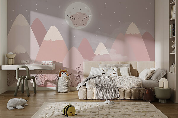Paysage de montagnes et de lune Paysage de montagnes et de lune