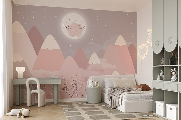 Paysage de montagnes et de lune Paysage de montagnes et de lune