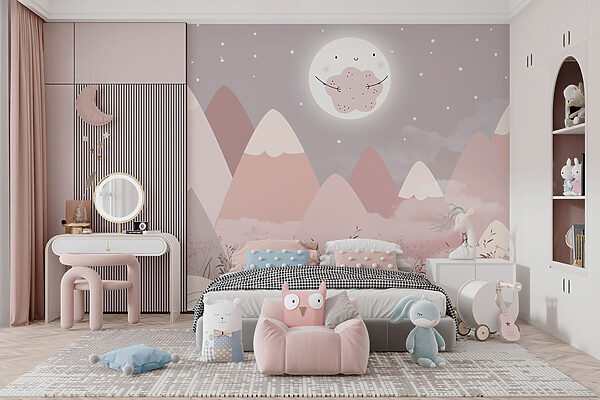 Paysage de montagnes et de lune Paysage de montagnes et de lune