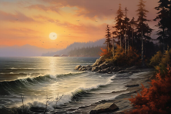 Coucher de soleil sur une plage rocheuse Coucher de soleil sur une plage rocheuse