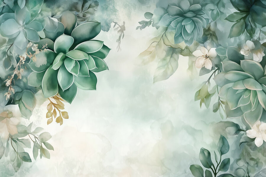Peinture de plantes vertes et de fleurs