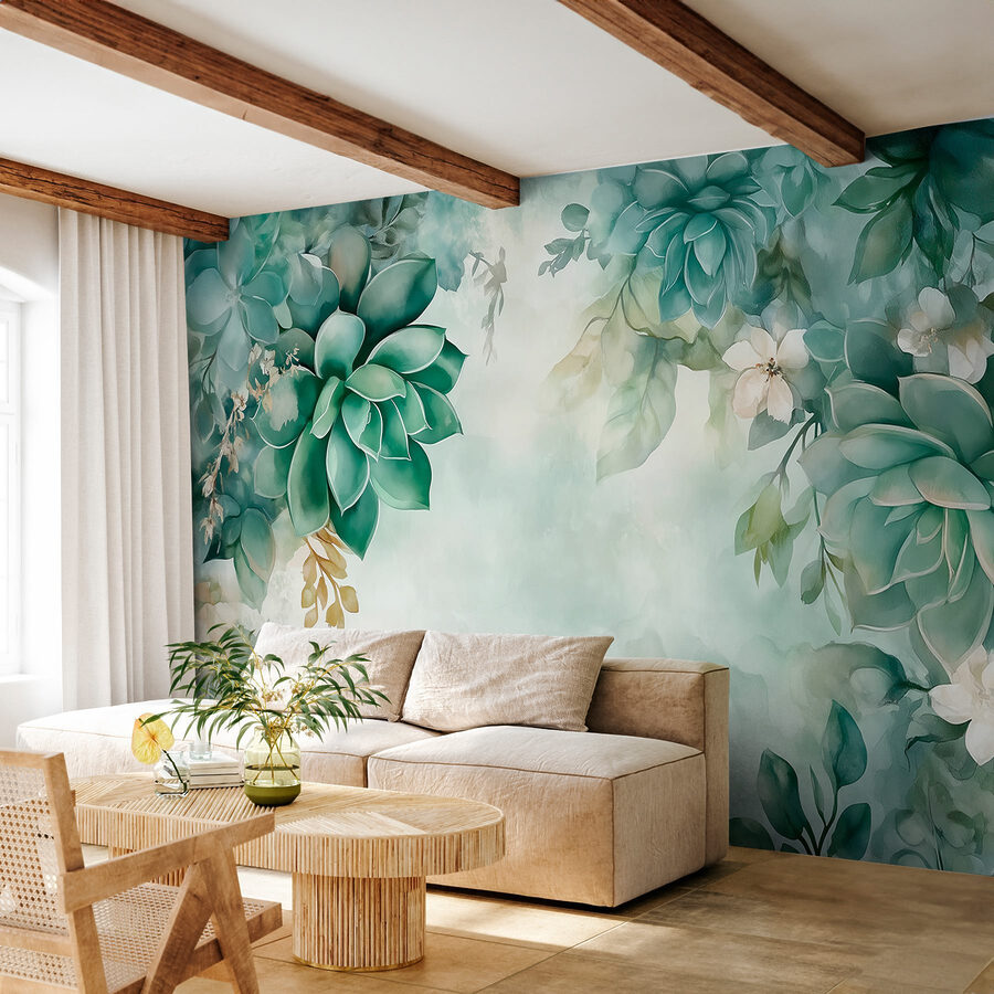 Peinture de plantes vertes et de fleurs