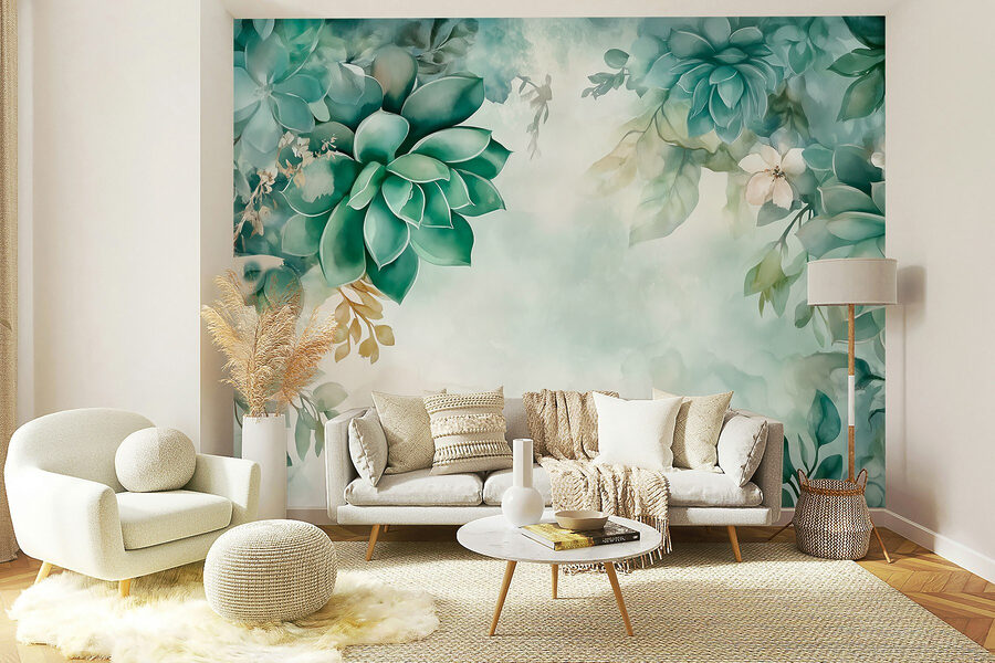 Peinture de plantes vertes et de fleurs