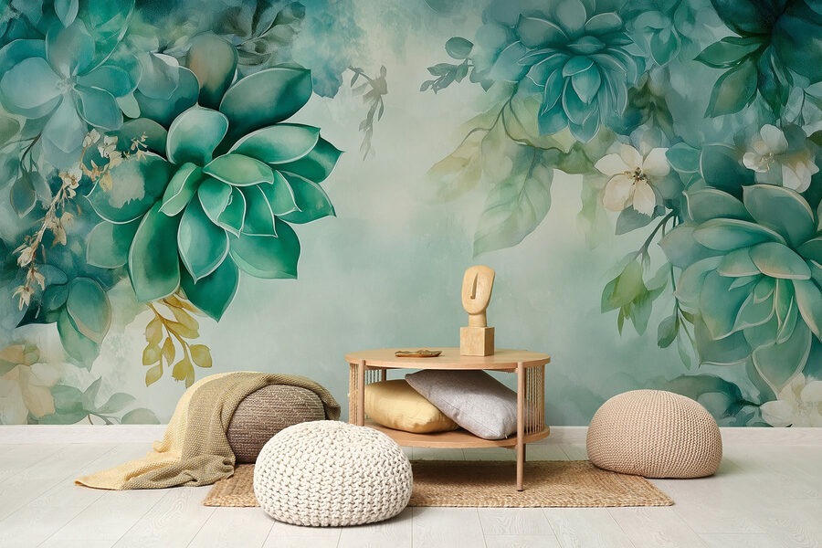 Peinture de plantes vertes et de fleurs