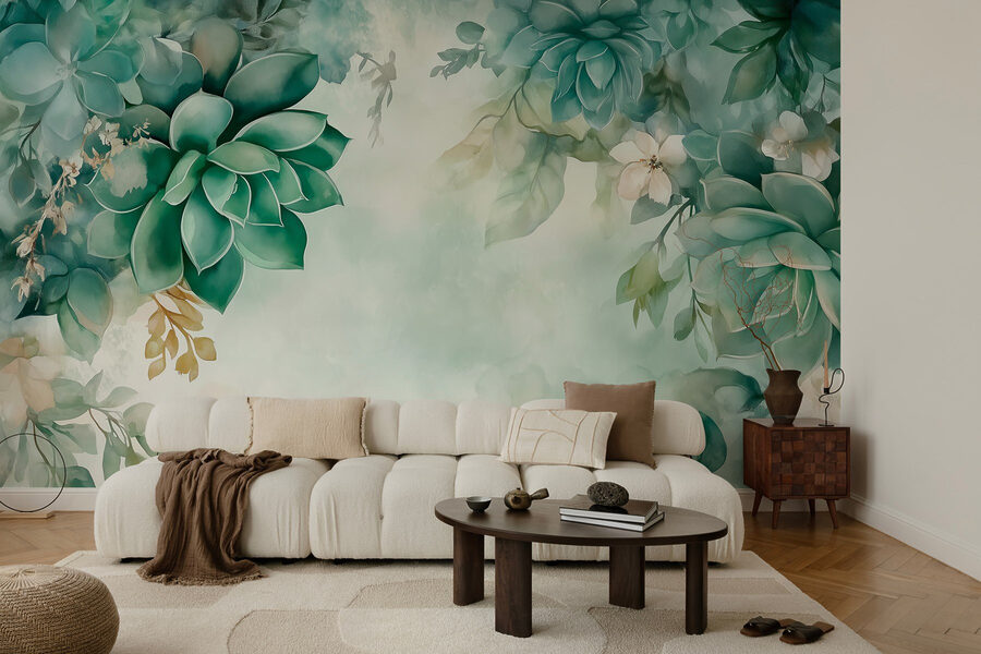 Peinture de plantes vertes et de fleurs