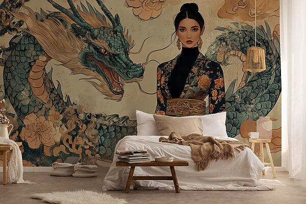 Femme en kimono et dragon w02875pib16r 600x400 - Femme en kimono et dragon