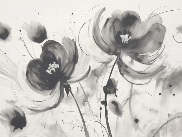 Peinture de fleurs sur une surface blanche Peinture de fleurs sur une surface blanche