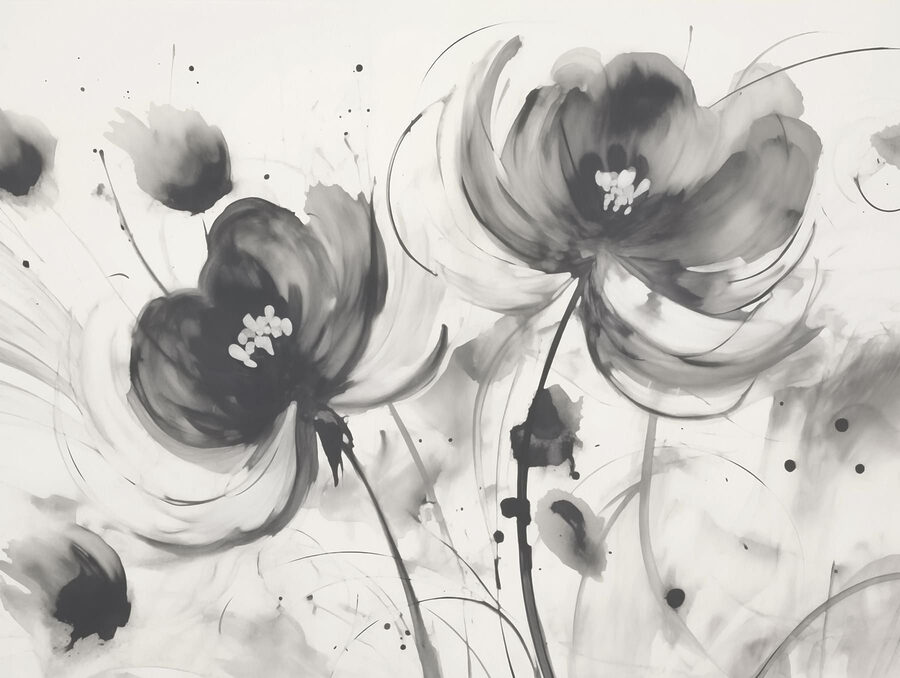 Peinture de fleurs sur une surface blanche Peinture de fleurs sur une surface blanche