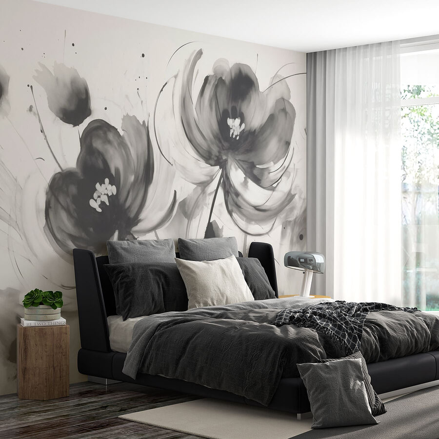Peinture de fleurs sur une surface blanche Peinture de fleurs sur une surface blanche